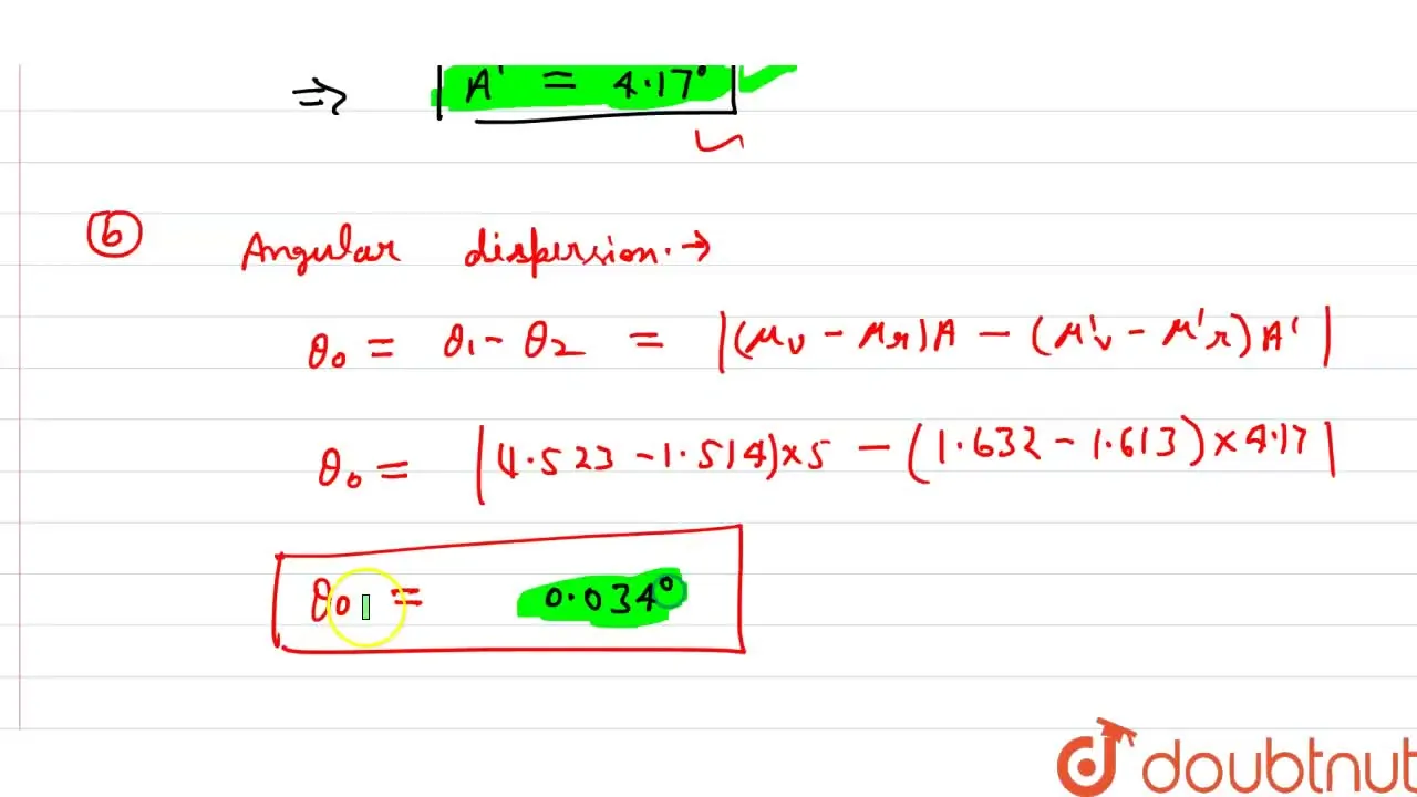 A crown glass prism of angle of 5^ is to be combined with a flint gla
