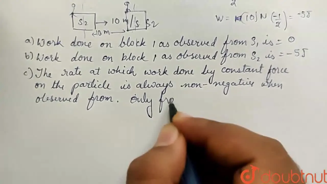 A constatnt force of 10 N act on a block as shown in figure intal velo