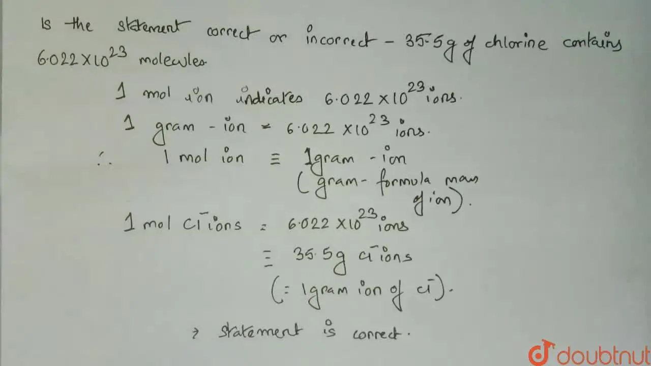 [Bengali] Is the statement correct or incorrect 35.5g of chlorine con