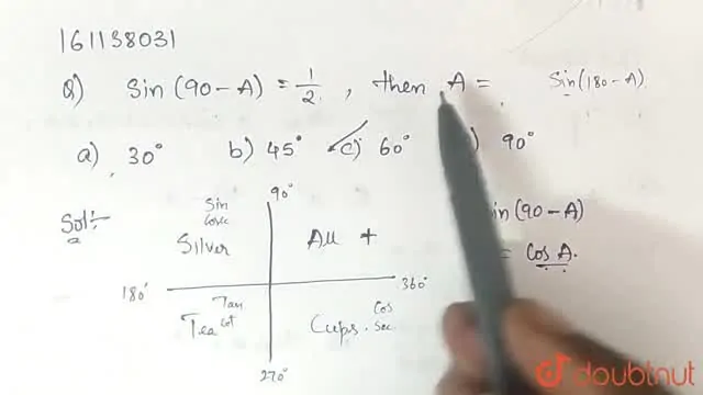 Cos (90-A) sin (90-A) /tan (90-A) = sin ^2A prove that - Maths