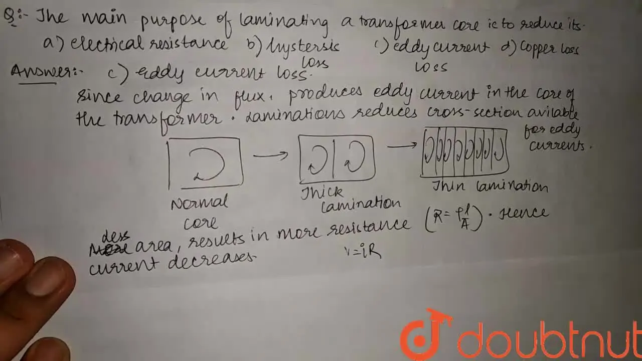 The main purpose of laminating a transformer core is to reduce its