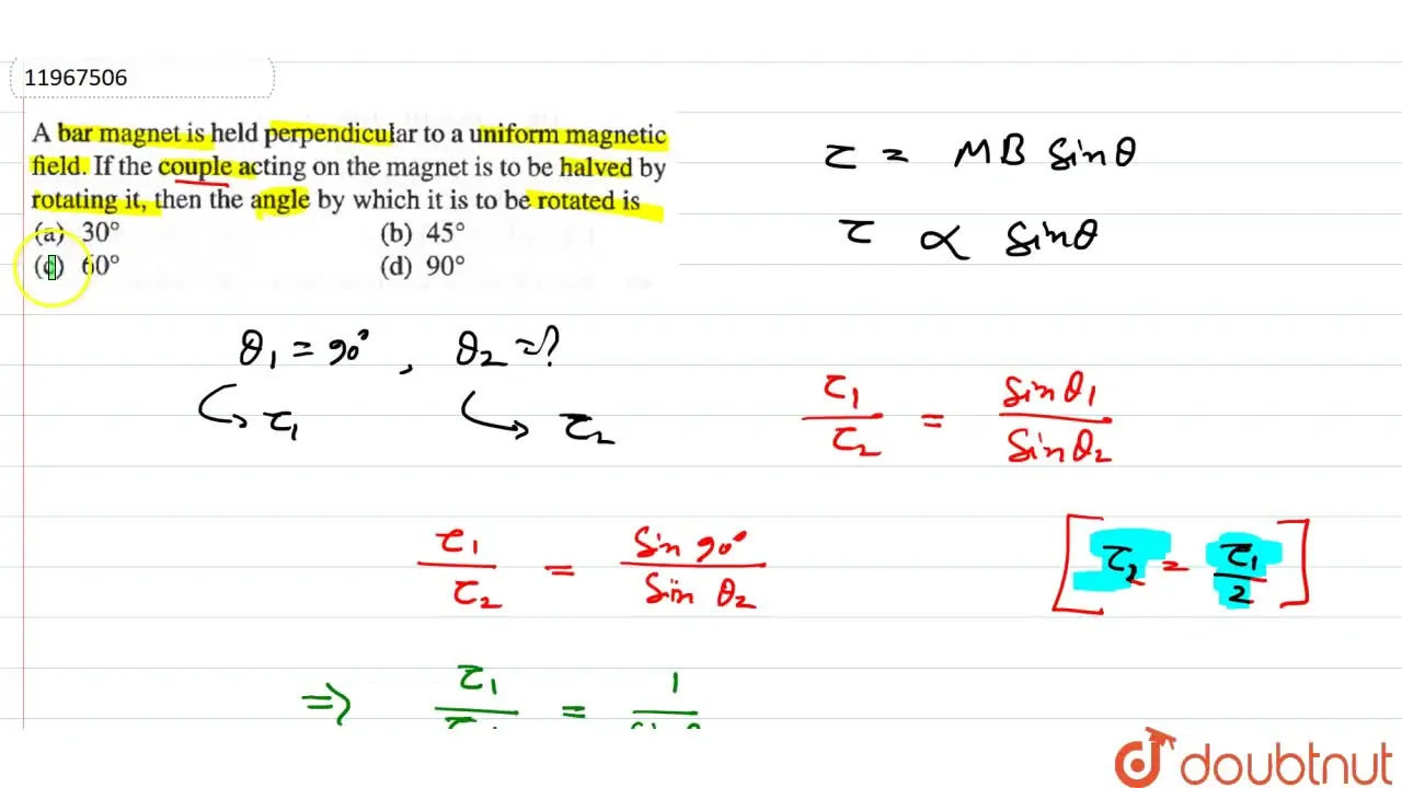 A bar is held perpendicular to a uniform field. If the