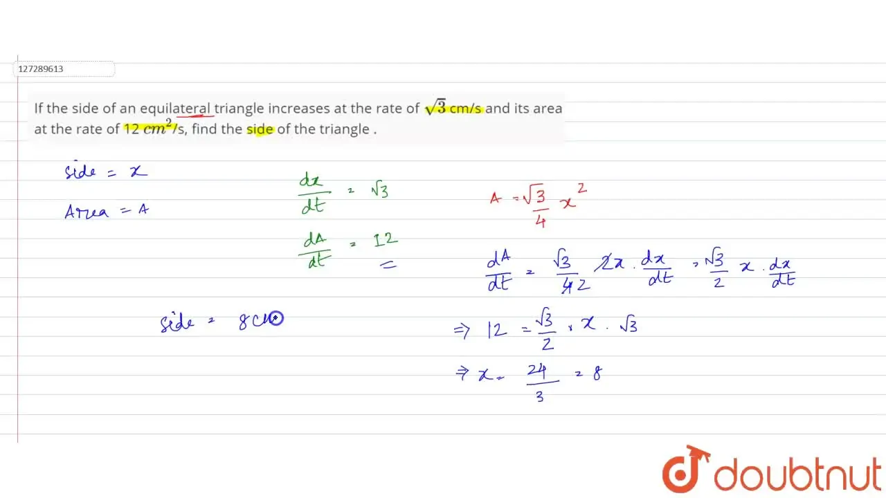 [Bengali] If the side of an equilateral triangle increases at the rate