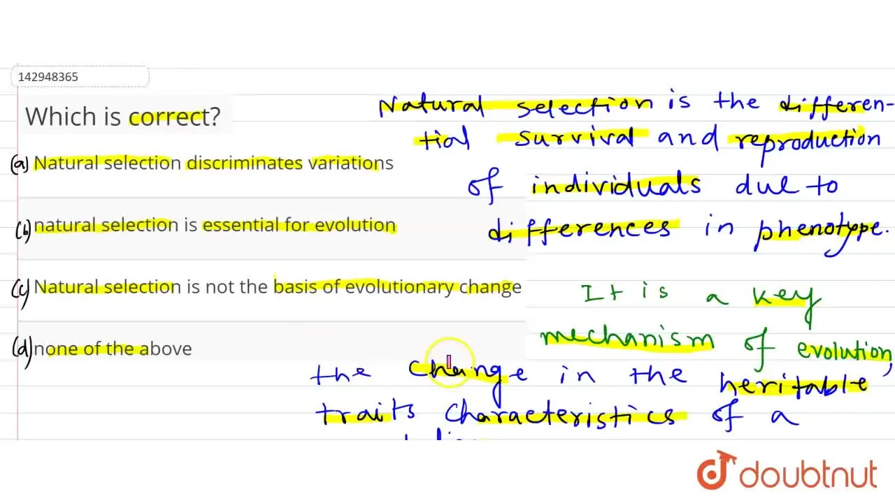 [Bengali Solution] Natural selection is not the basis of evolutionary