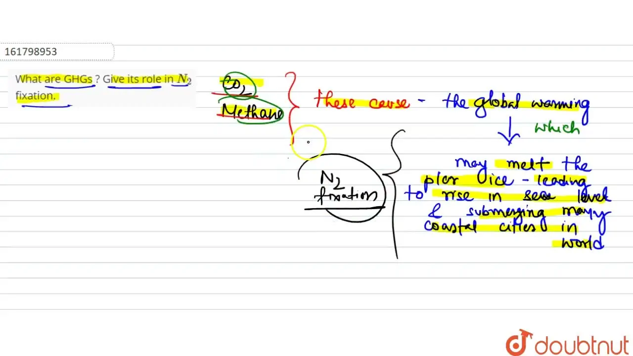 [Bengali Solution] What are GHGs ? Give its role in N(2) fixation.