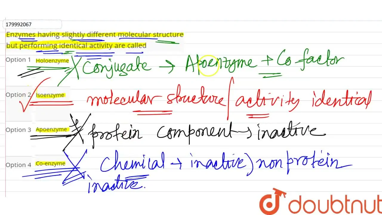 [Bengali Solution] Enzymes having slightly different molecular structu