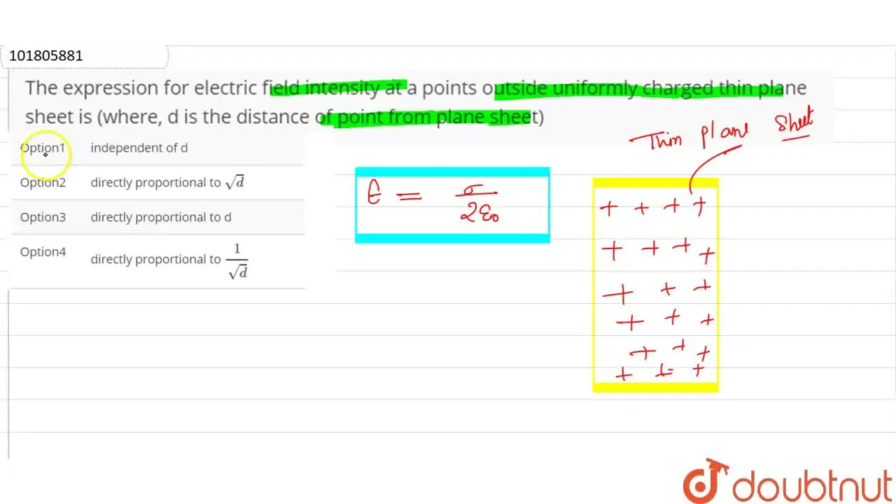 The expression for electric field intensity at a points outside unifor