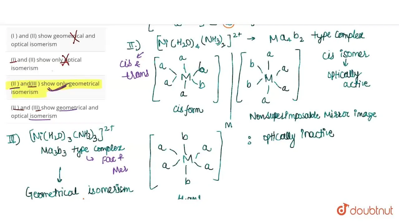 (P) and (Q) show only geometrical isomerism