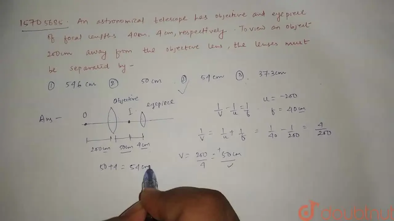 A astronomical telescope has objective and eyepiece of focal lenghts 4