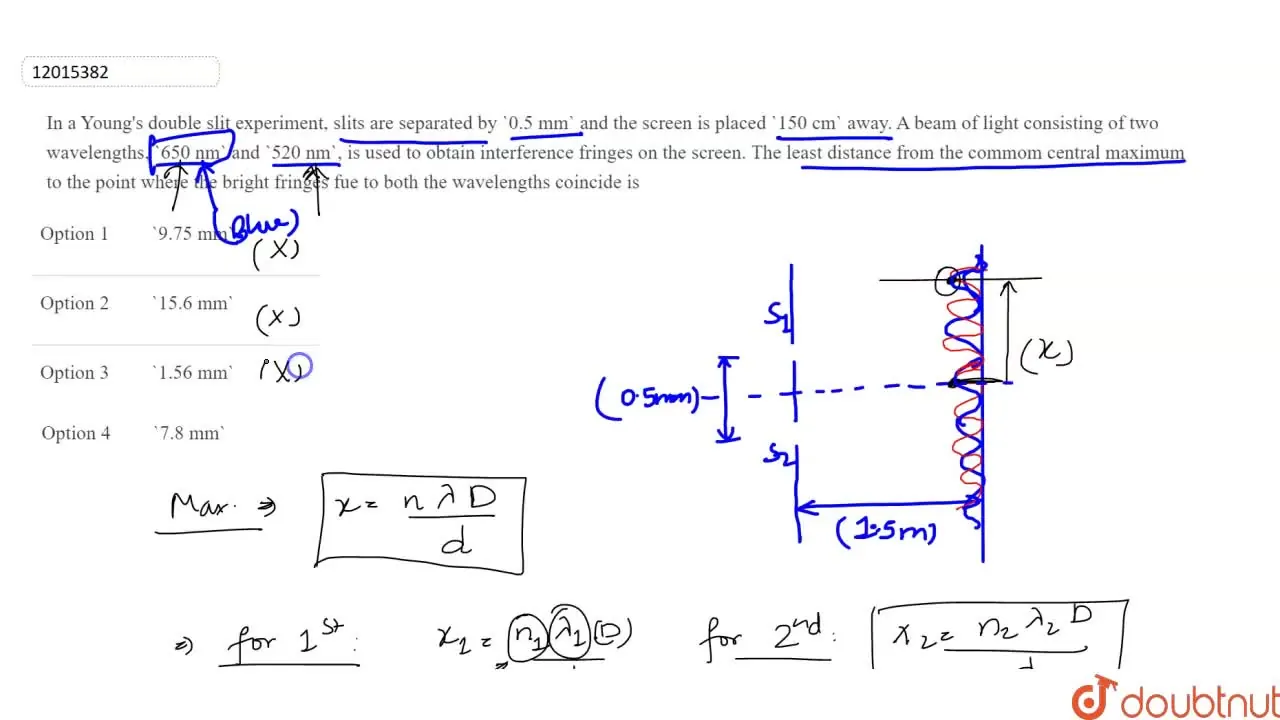 in ydse experiment the slits are separated by 0.5mm