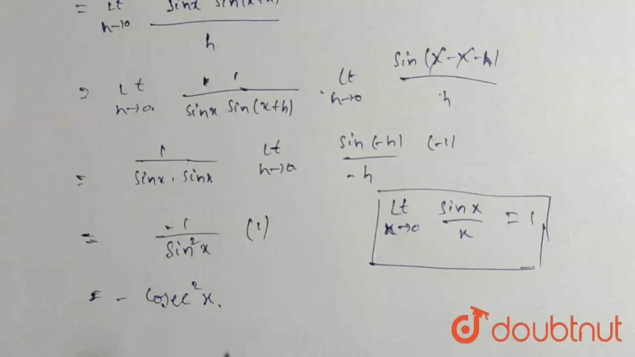 [Telugu] Find the derivative of cotx from the first principle.