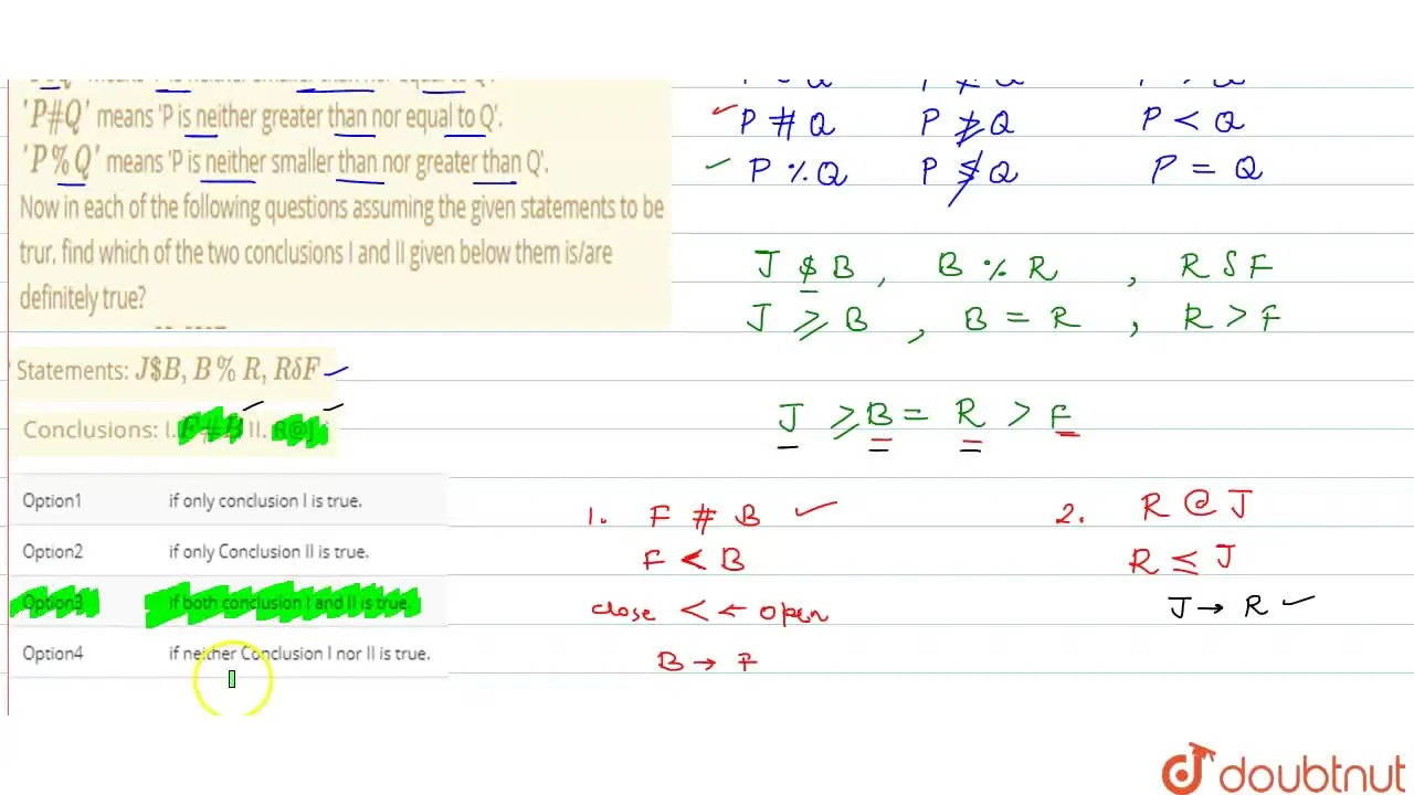 'PQ' means 'P is not smaller than Q'. 'PQ' means 'P is not greater