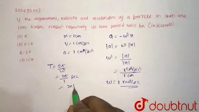 If the displacement, velocity and acceleration of a particle in SHM ar