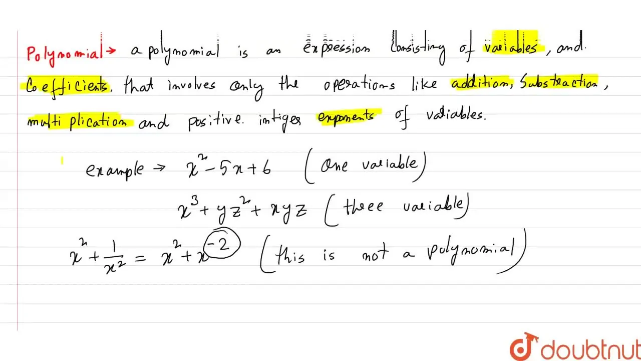 [Bengali] Define Polynomials. Give Two Examples Of Polynomials.