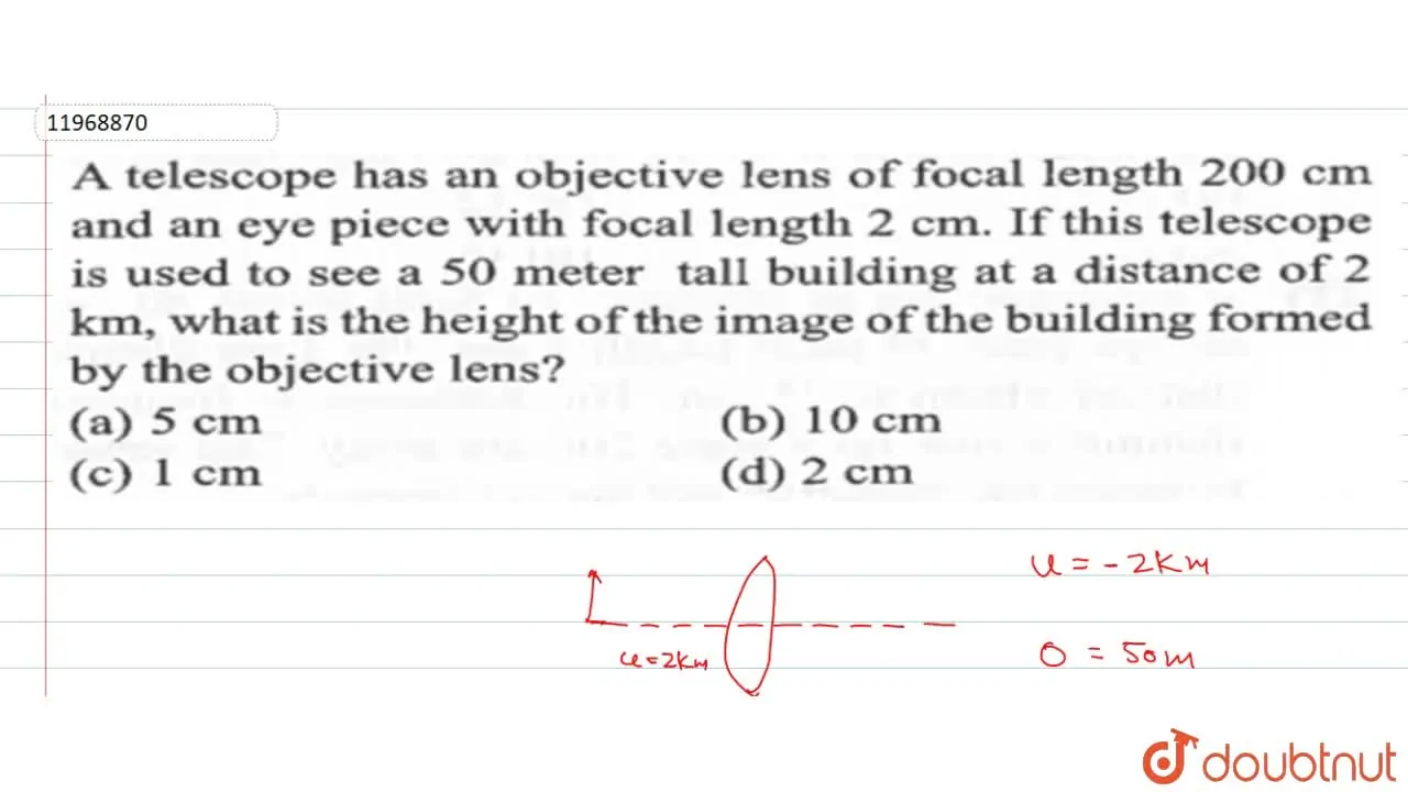 A telescope has an objective lens of focal length 200cm and an eye pie