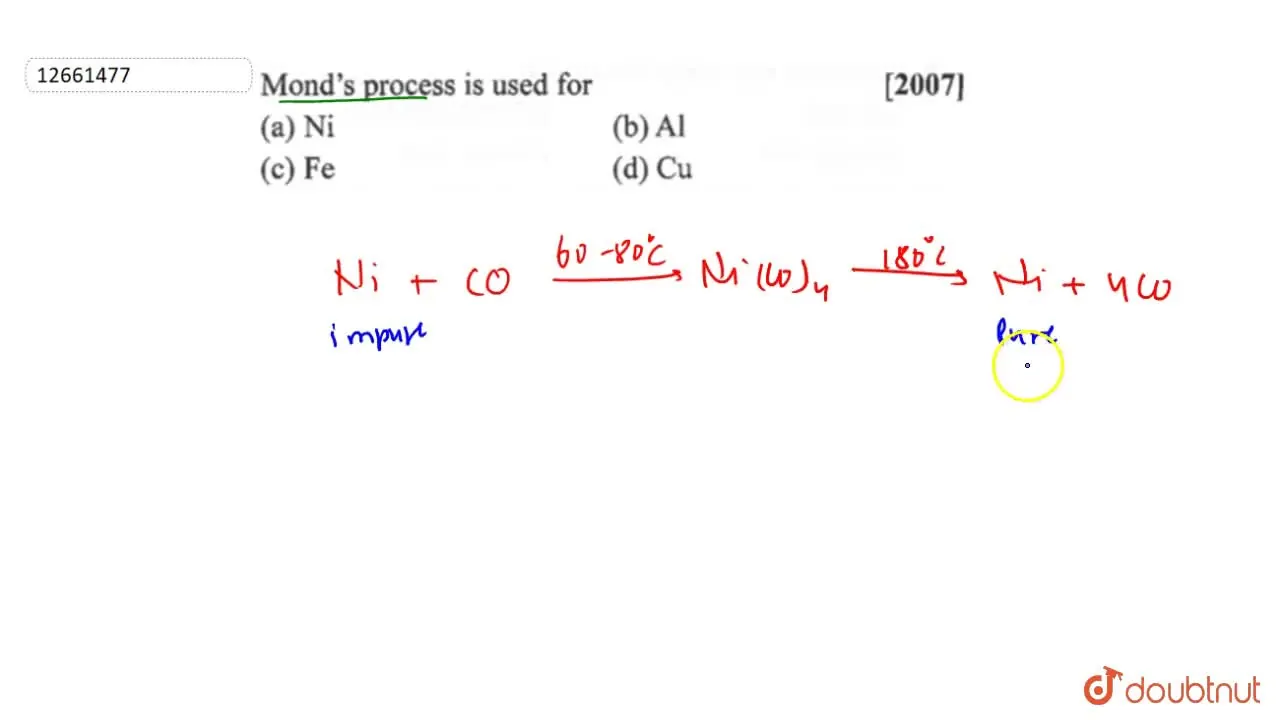 Mond's process is used for