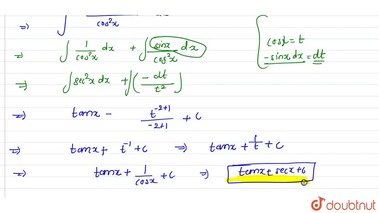 int (sec x )/( sec x tan x ) dx