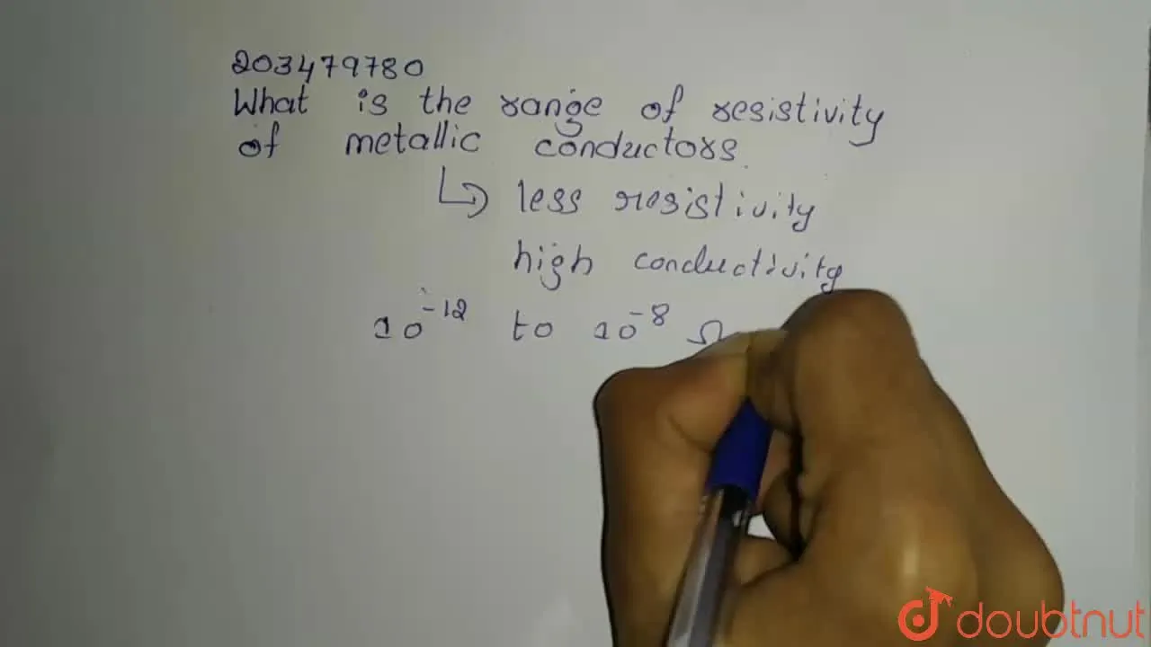 [Kannada] What is the range of resistivity of metallic conductors?