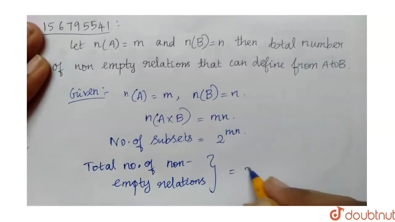 [Tamil] Let n(A)=m and n(B)=n that the total number of nonempty relat