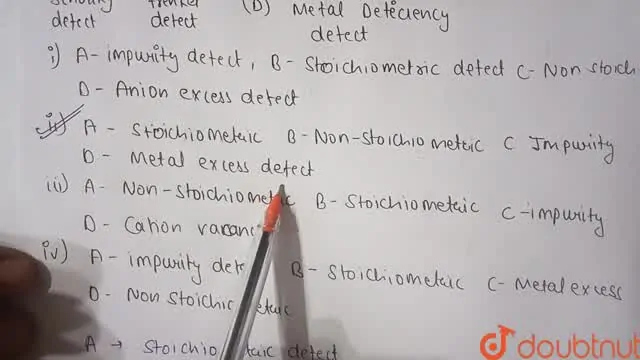 A- Non-stoichiometric Defects , B-Stoichiometric Defects , C- Impurity