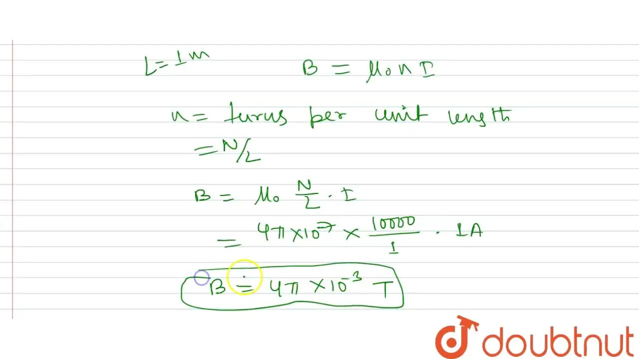 [Bengali] A solenoid carrying 1 A current has a length of 1 m and cont