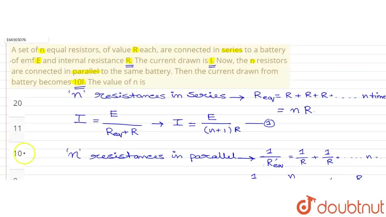 [Bengali] A set of n equal resistors, of value R each, are connected i