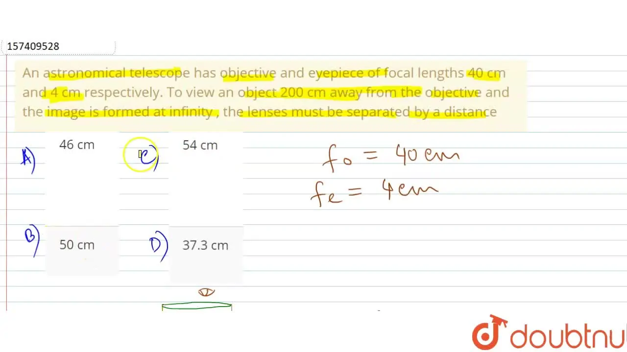 [Bengali] An astronomical telescope has objective and eyepiece of foca
