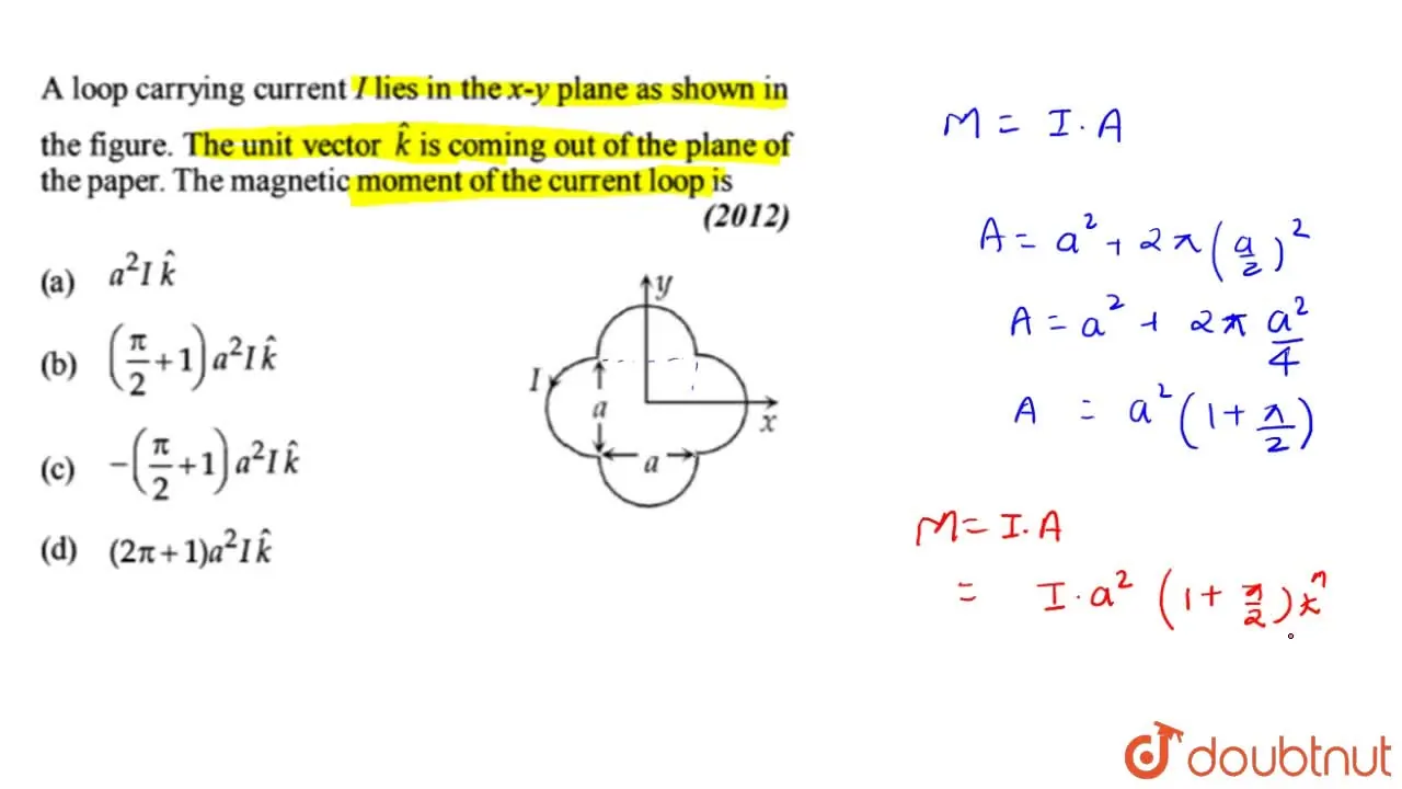 A Loop Carrying Current I Lies In The X Y Plane As Shown In The Figu 2964