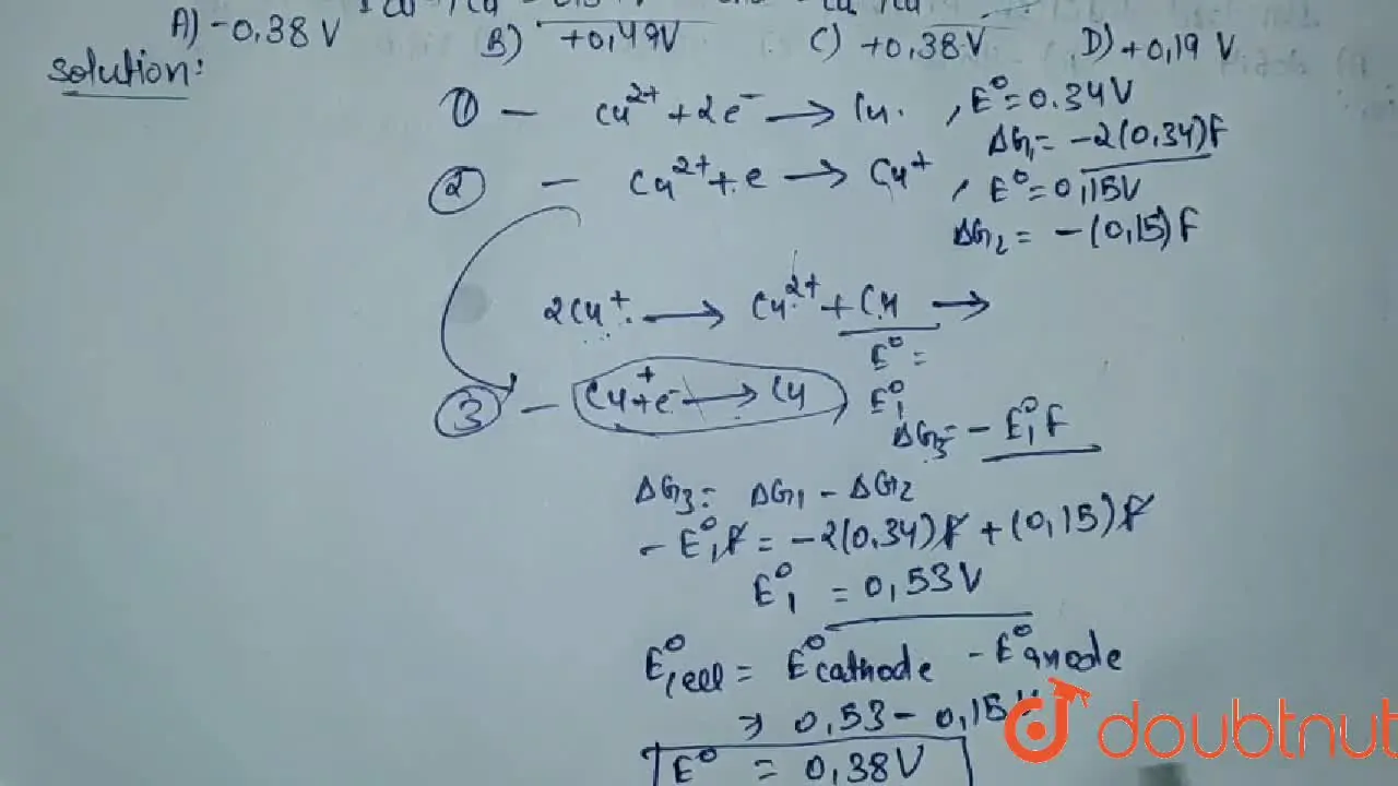 (CU^(+) ((aq)) is unstable in solution and undergoes simultaneous oxid