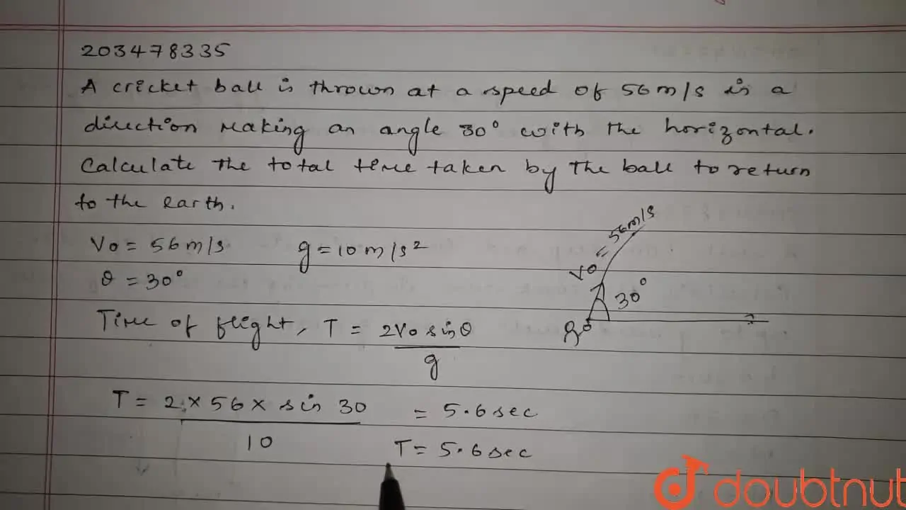 [Kannada] A cricket ball is thrown at a speed of 56 ms^(1) in a direc