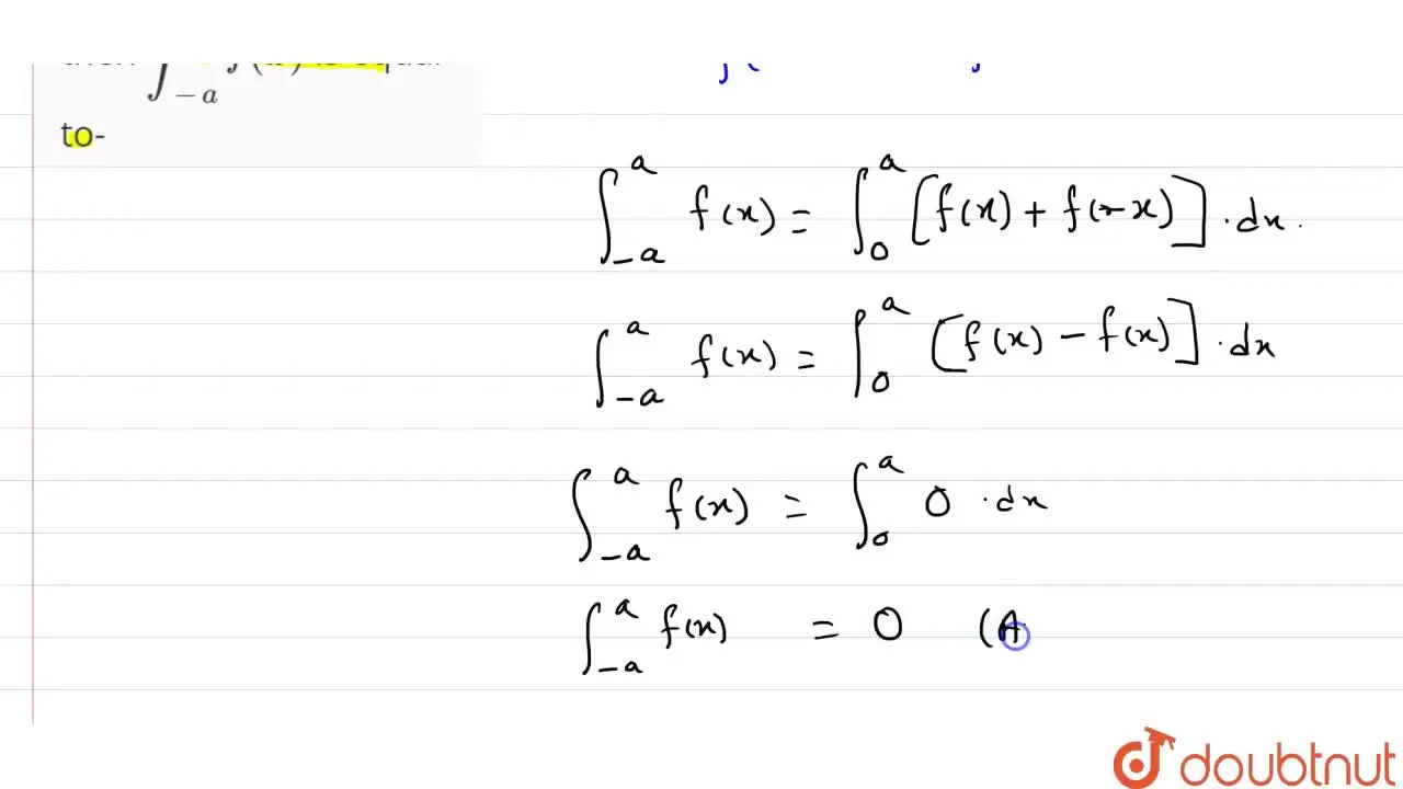 [Bengali] If F(x) Is An Odd Function, Then Prove That Int(-a)^(a)f(x)d