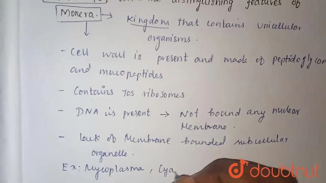 Write the distinguishing features of monera.