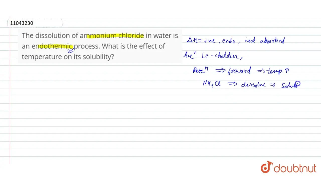 The dissolution of ammonium chloride in water is an endothermic proces