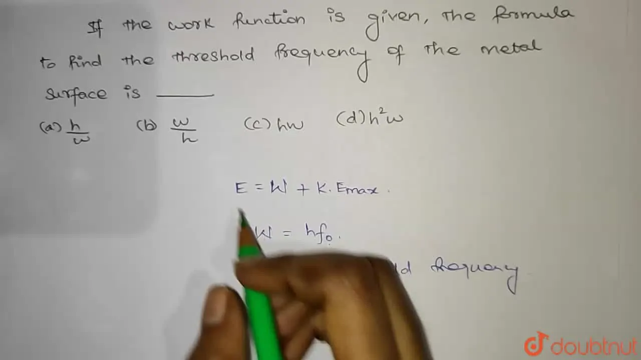 [tamil] If The Work Function Is Given, The Formula To Find The Thresho