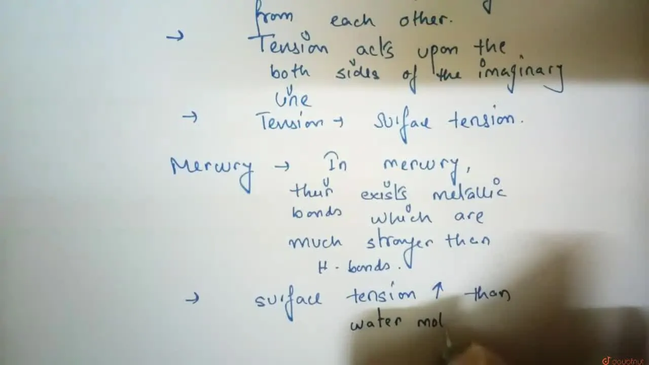 [Bengali] The surface tension of mercury is much greater than water wh