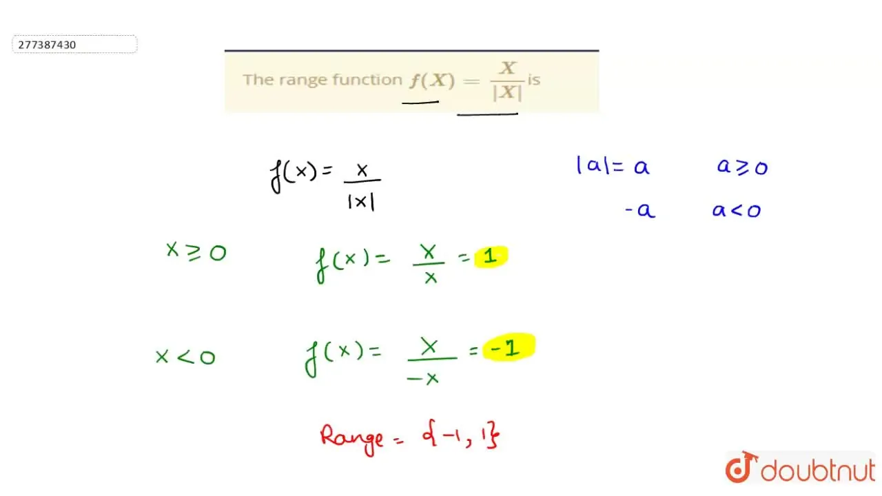 The range function f(X)=(X)/Xis