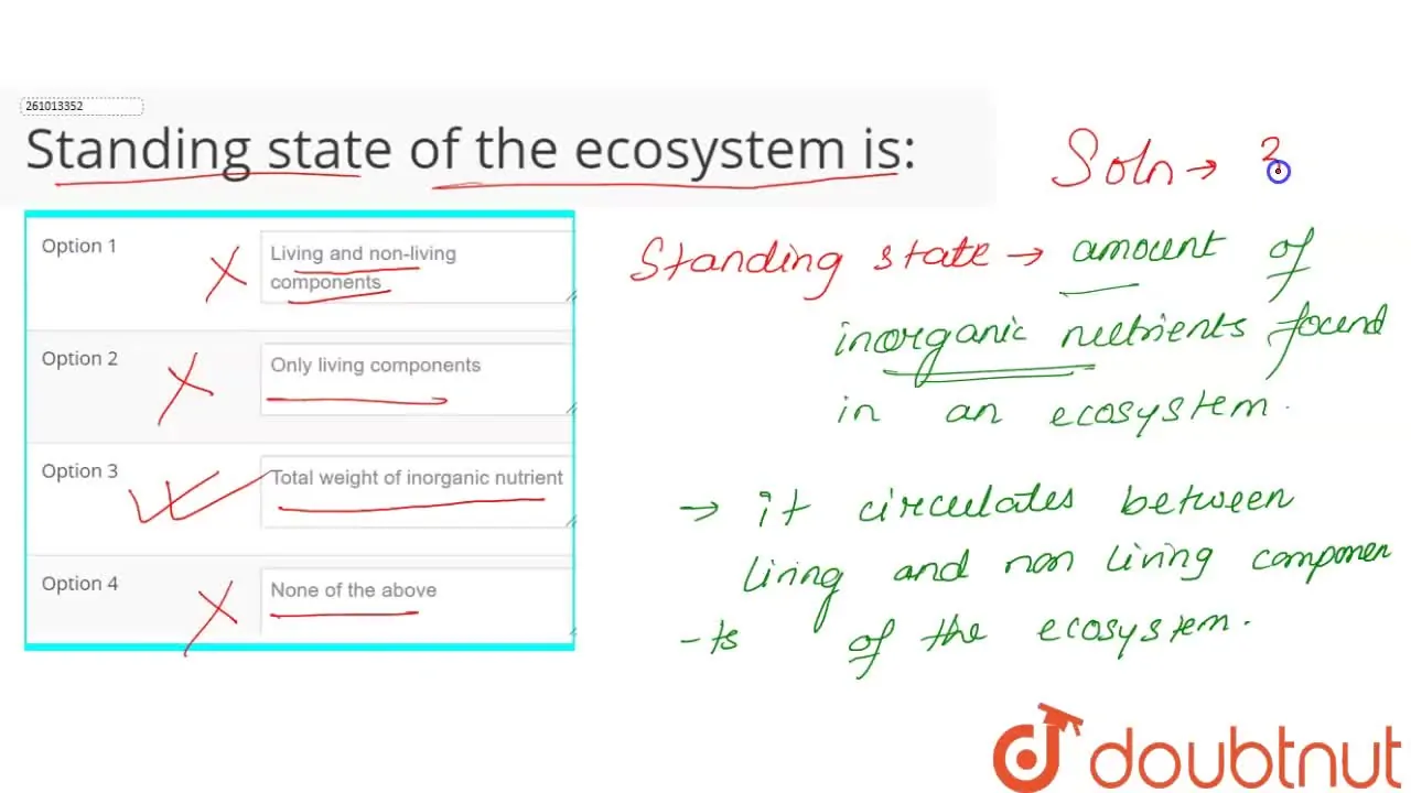 Standing state of the ecosystem is