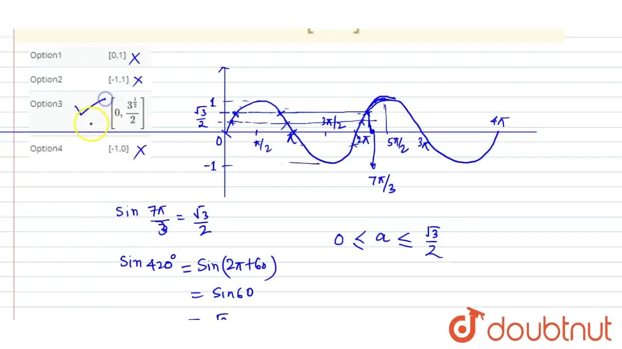 If sin theta =a has exactly 3 solution in theta in [0,(7pi)/(3)] then