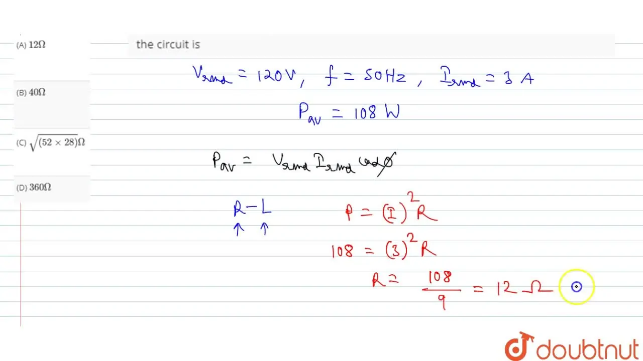 A resistor and an inductor are connected to an ac supply of 120 V and