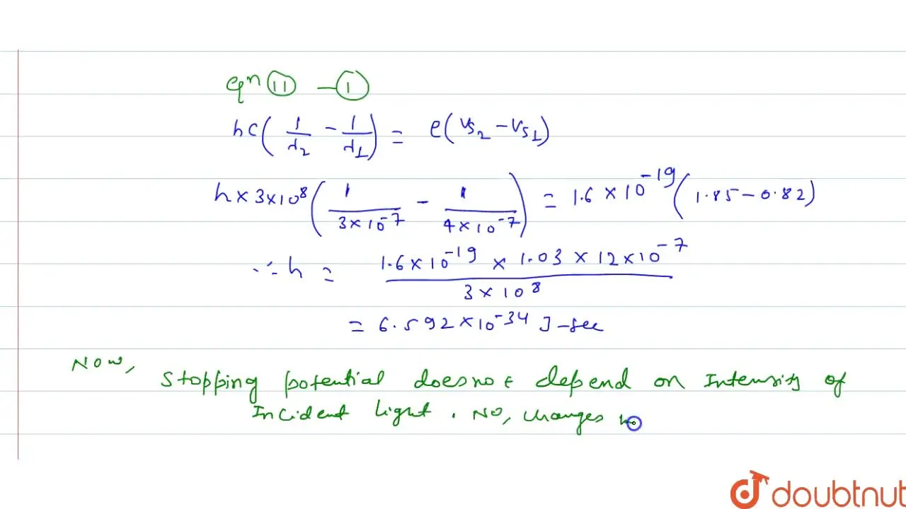 a. A stopping potential of `0.82V` is required to stop the emission of  photoelectrons from the surface of a metal by light of eavelength `4000 A`.  For light of wavelength `3000 A`,