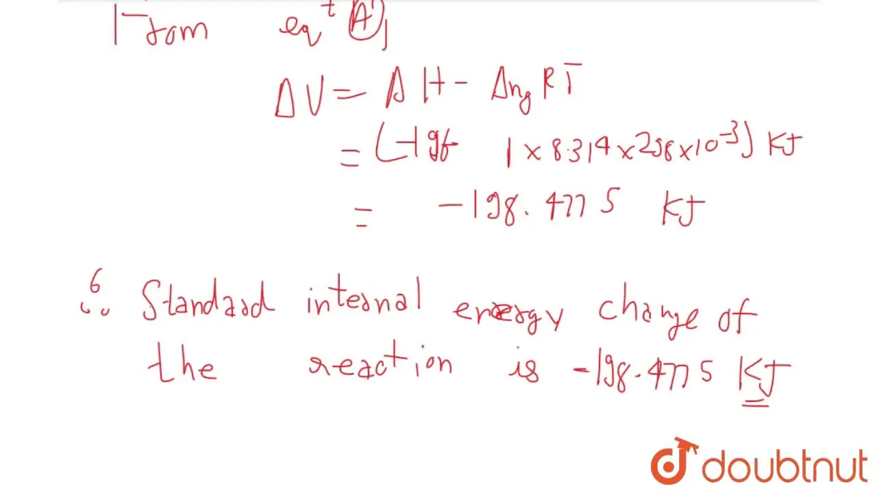 Calculate the standard internal energy change for the following reacti