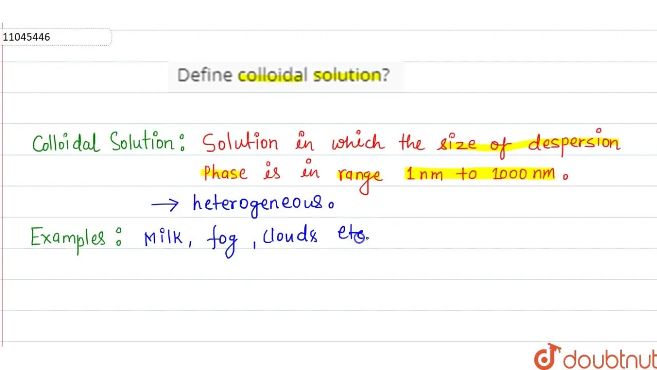 Define colloidal solution?