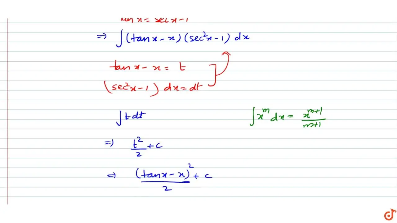 Evaluate: int(tanx-x)tan^2x dx