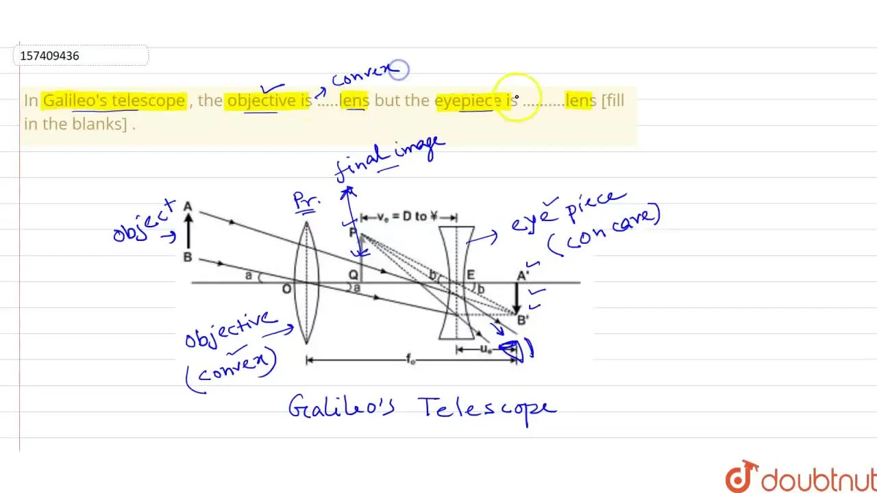 [Bengali] In Galileo's telescope , the objective is …..lens but the ey