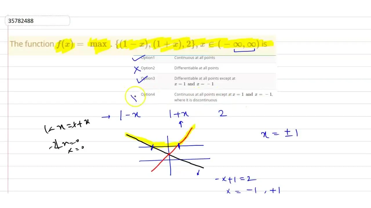 The function f(x) = max. {(1-x), (1+x), 2}, x in (-oo, oo) is