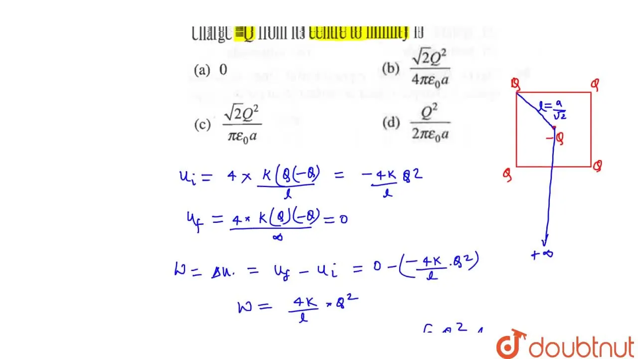 Four Equal Charges Q Are Placed At The Four Corners Of A Square Of Eac four-equal-charges-q-are-placed-at-the-four-corners-of-a-square-of-eac