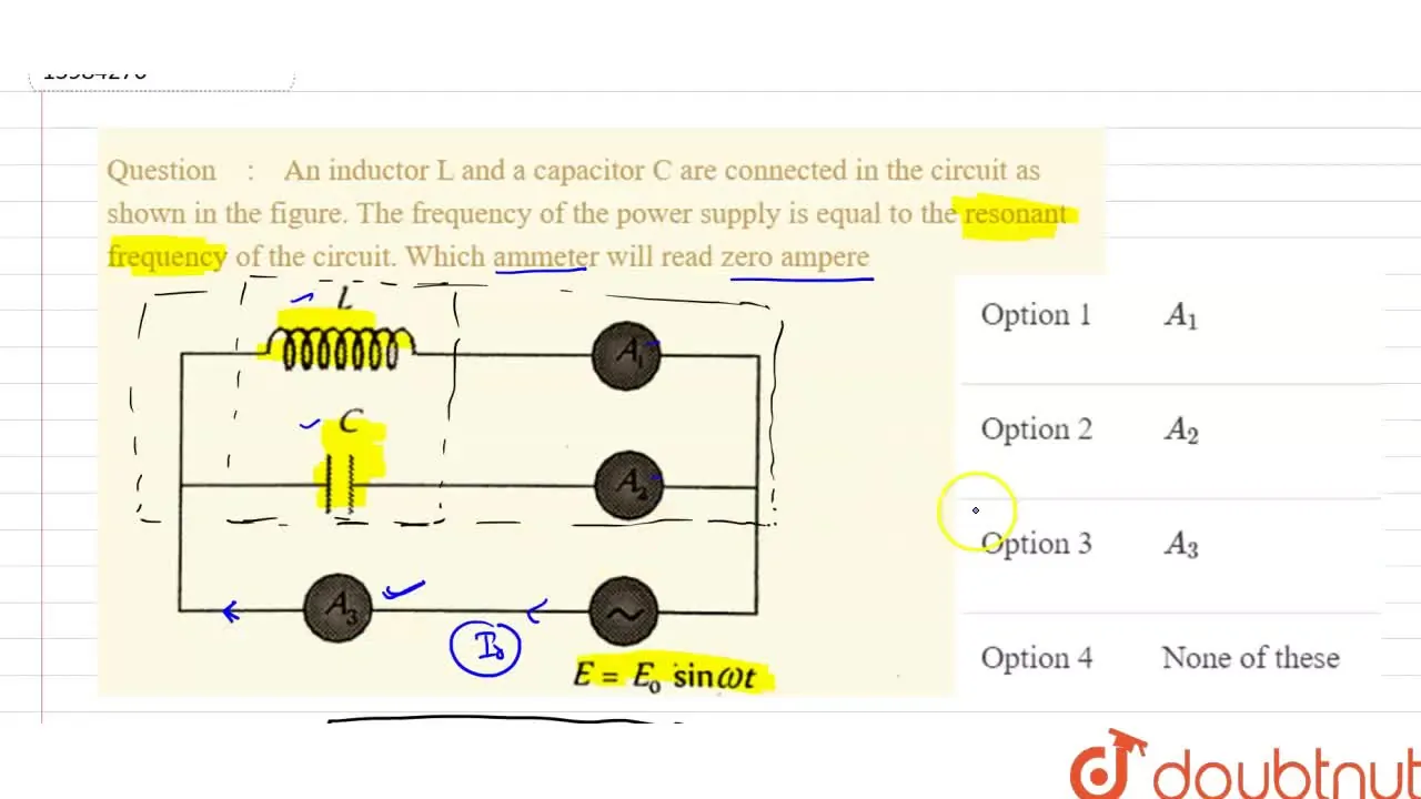 An inductor L and a capacitor C are connected in the circuit as shown