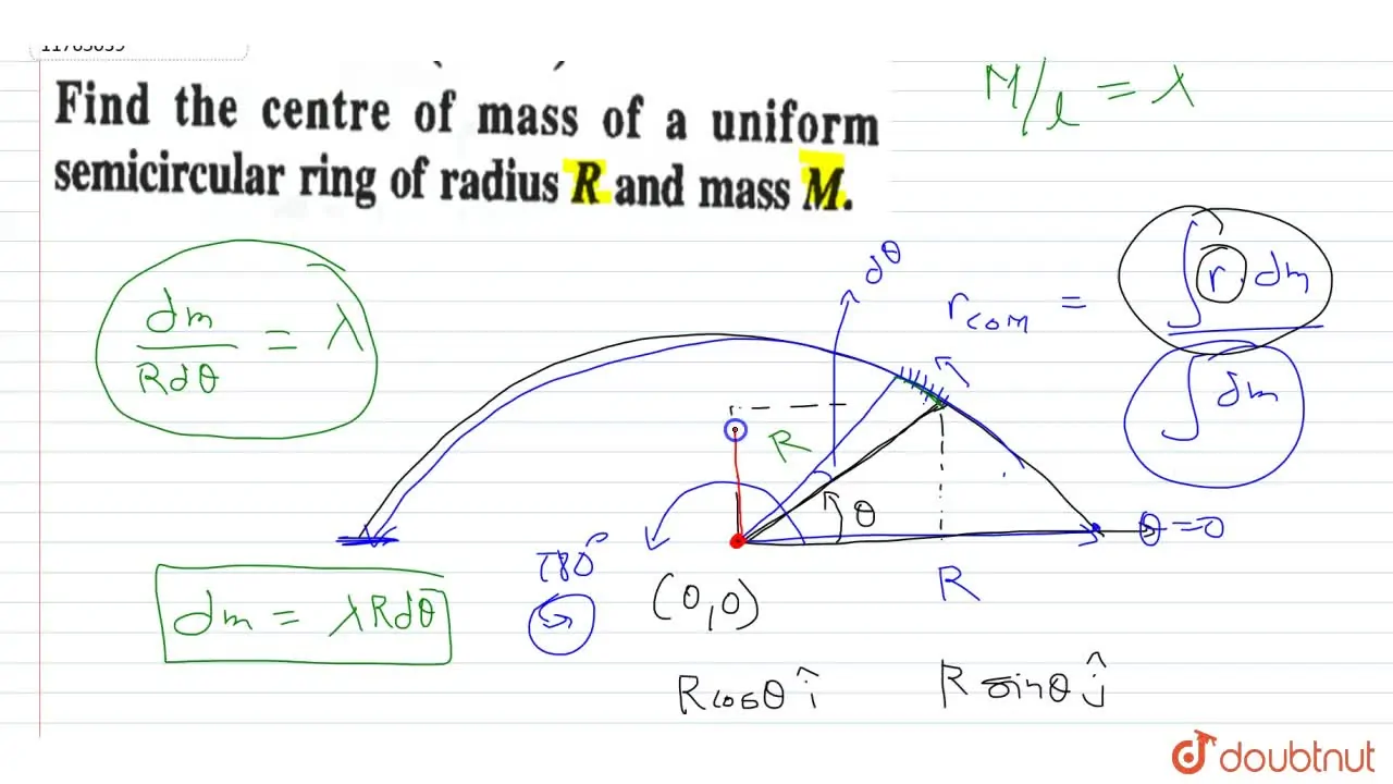 ANSWERED] If a semicircular ring of mass M and radius R is tied with -  Kunduz