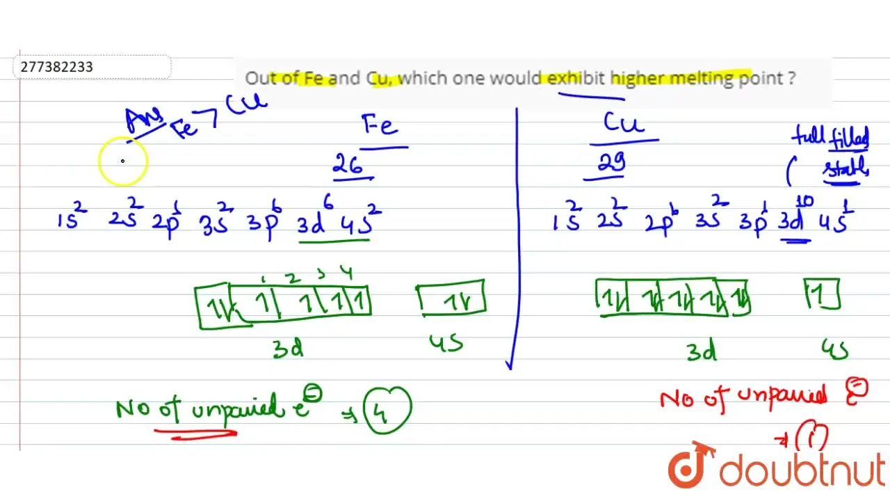 Out of Fe and Cu, which one would exhibit higher melting point