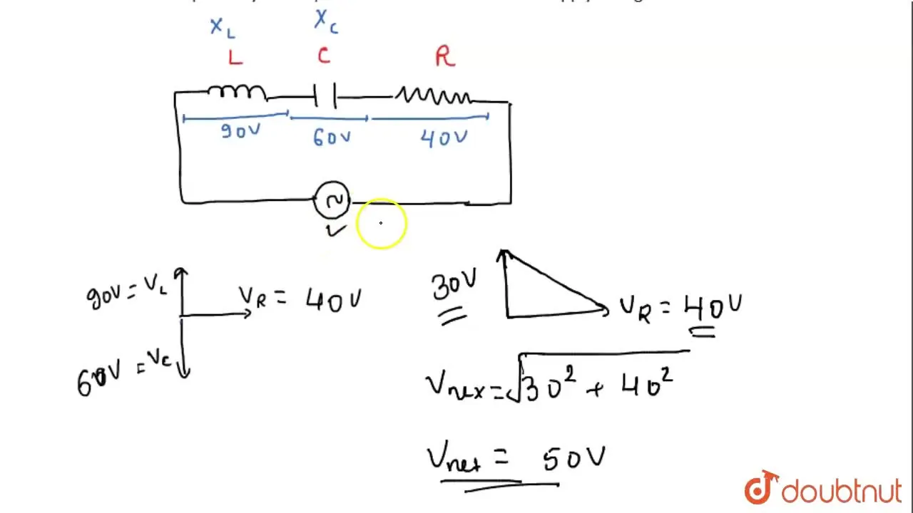 An inductor, a capacitor and a resistor are connected in series to an